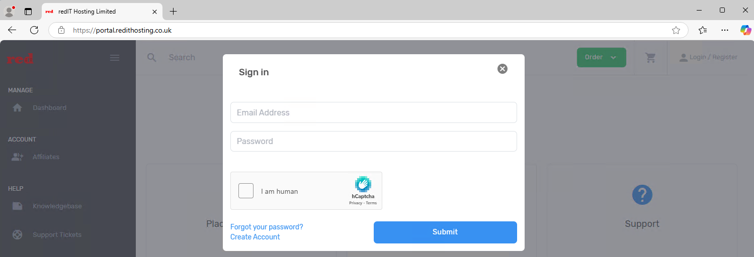 Customer Portal Login Box