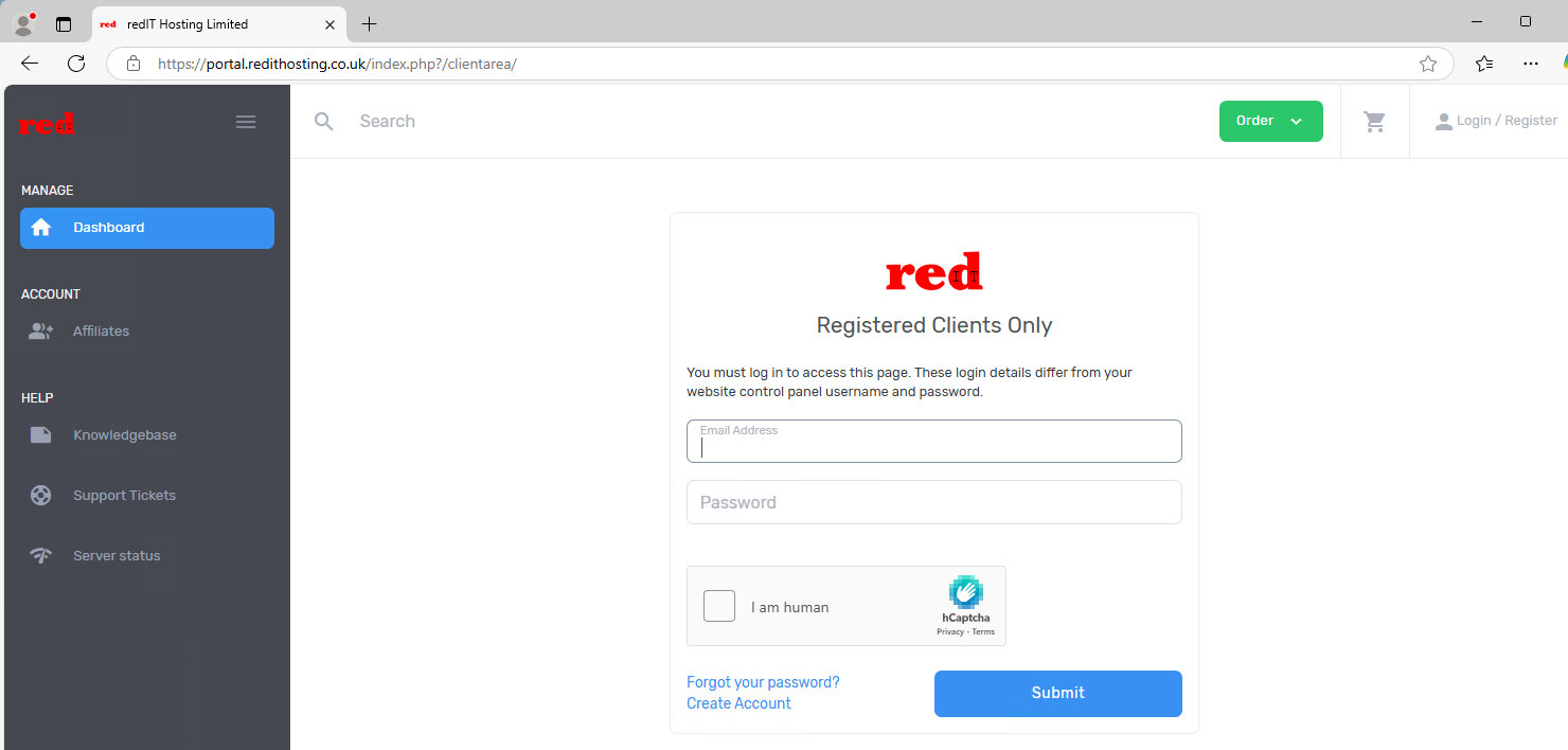 Customer Portal Login Page