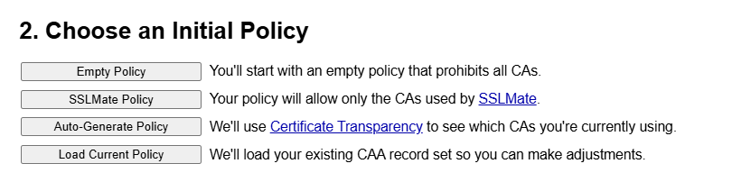 SSL Mate CAA Page Step 2